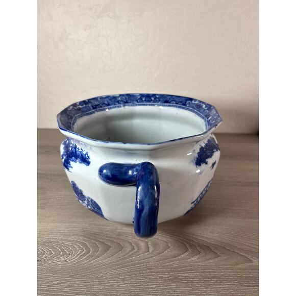 Vintage, Ironstone, Variant Blue Willow, Invalid-Adult Chamber Pot 11inx9inx6in - Picture 8 of 9